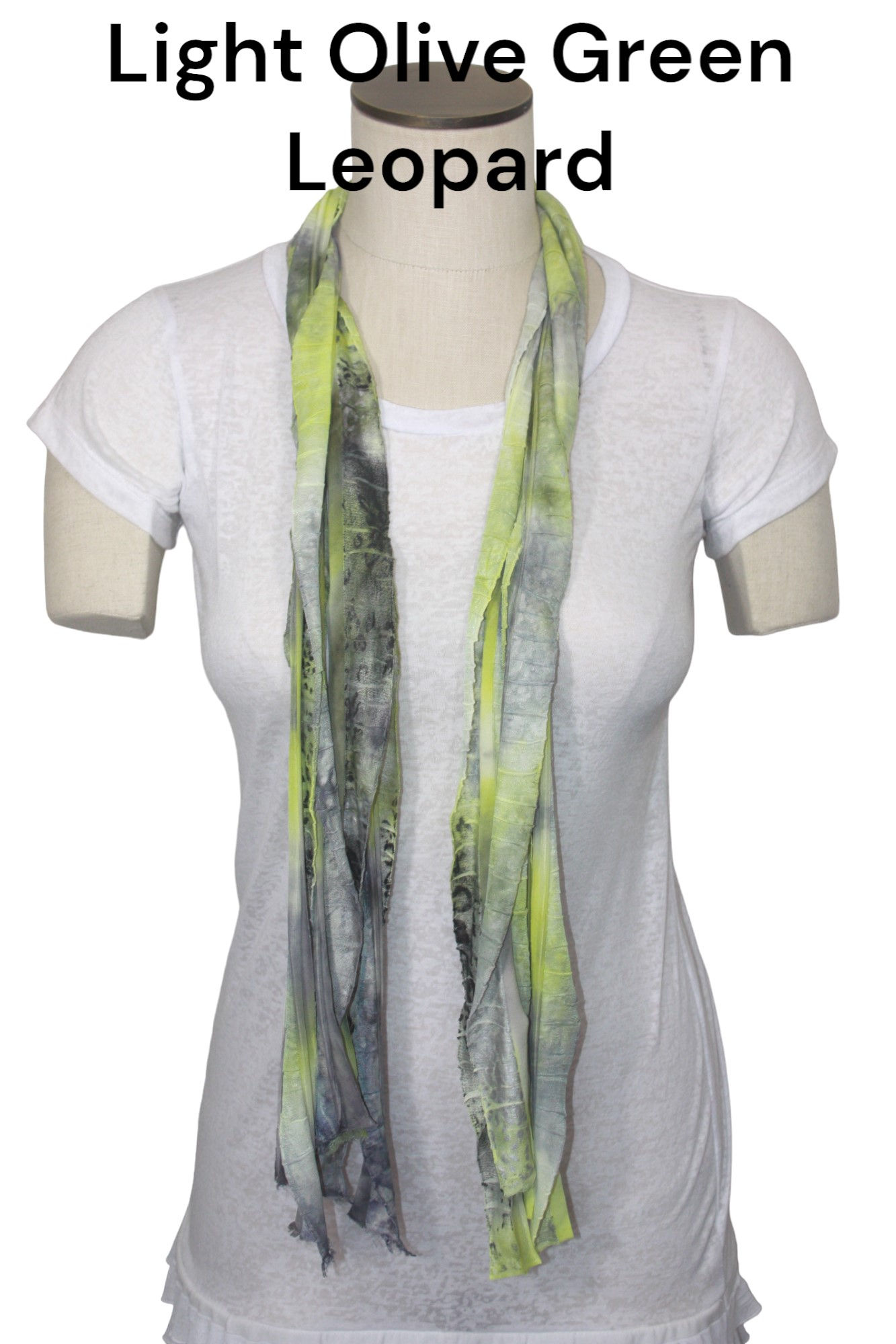 Light Olive Green Leopard Flutter Scarf