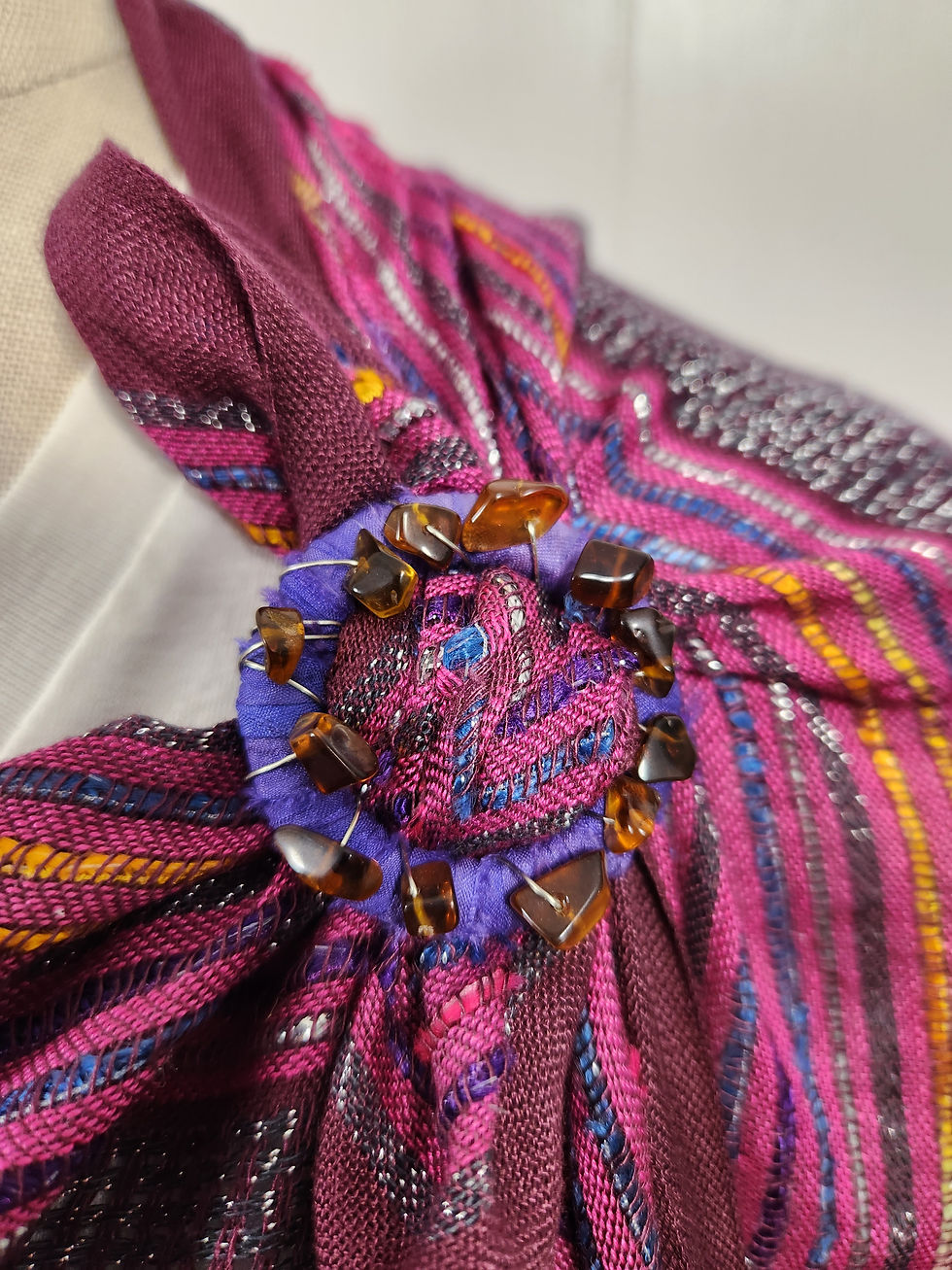 Thumbnail: Yarn and Stone Wire Wrapped Scarf Buckle