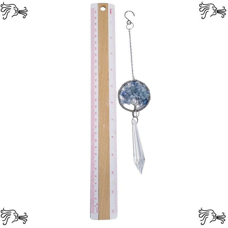 Blue jasper Natural Stone Sun Catcher Crystal Prisms Tree of Life