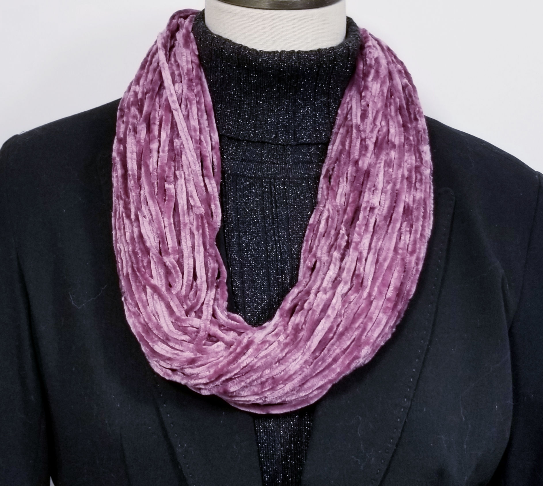 Wine Velour Necklace Infinity Scarf Magnetic Clasp