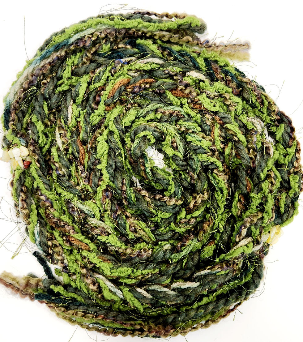 Thumbnail: Green Crocheted Yarn Rope Scarf with Green Jasper Stone