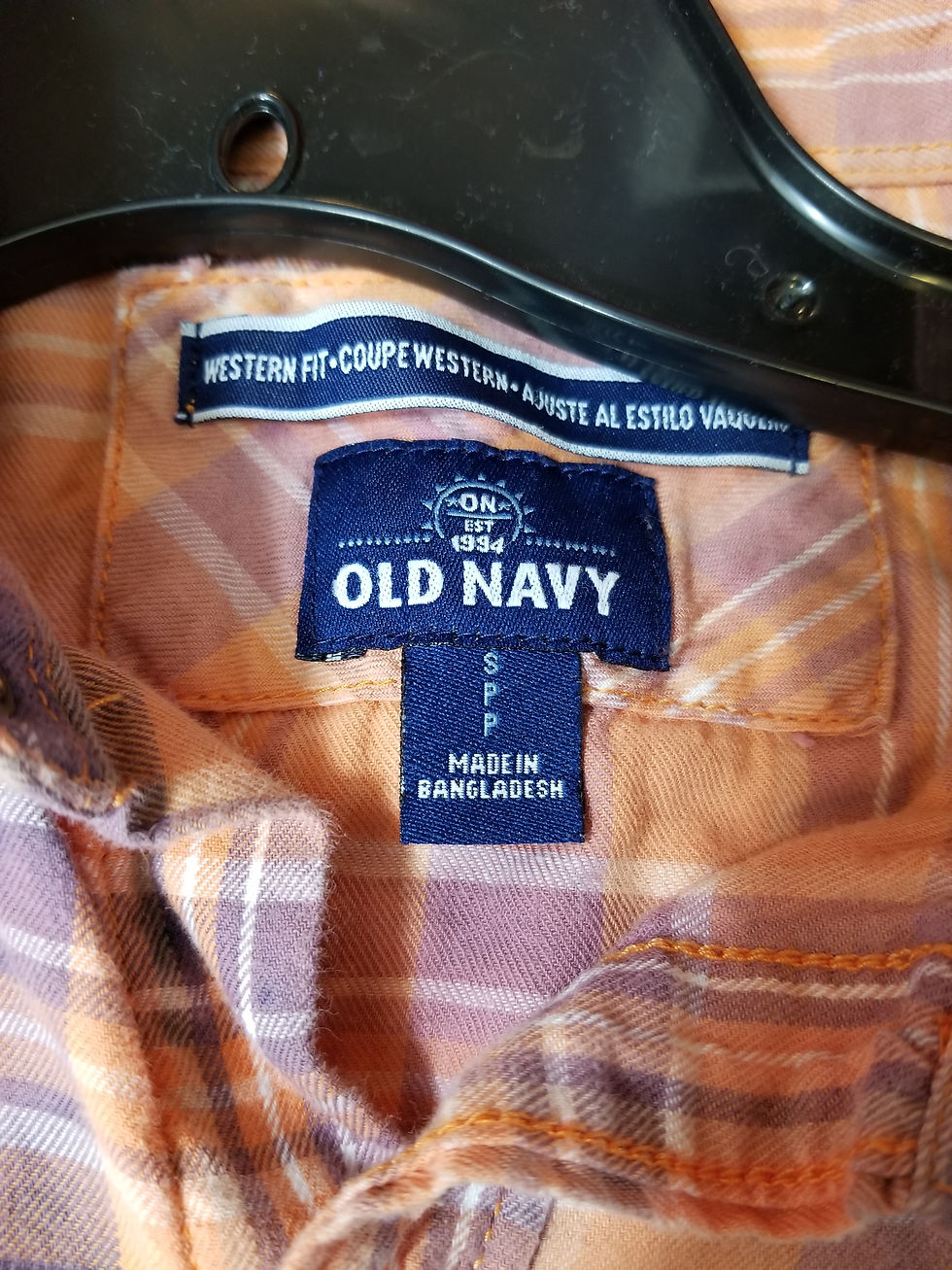 Thumbnail: Old Navy Men Flannel Western Snap Plaid Bleached Unisex Hand Painted Butterflies