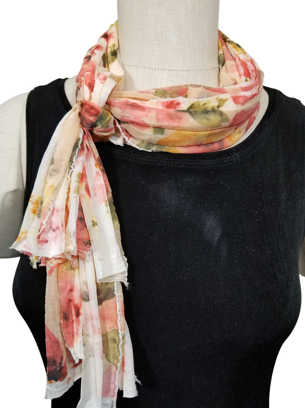Thumbnail: Peach Green Floral Flutter Scarf
