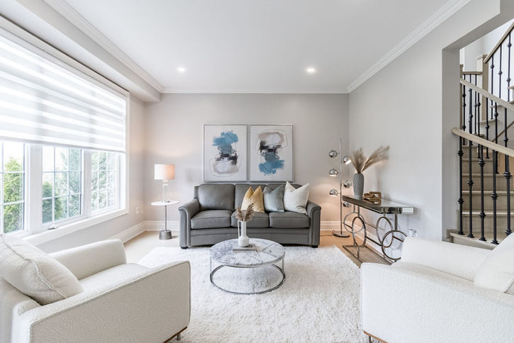 Sleek and spacious living room staging in Burlington, designed to highlight the home's potential and attract buyers in the GTA market.