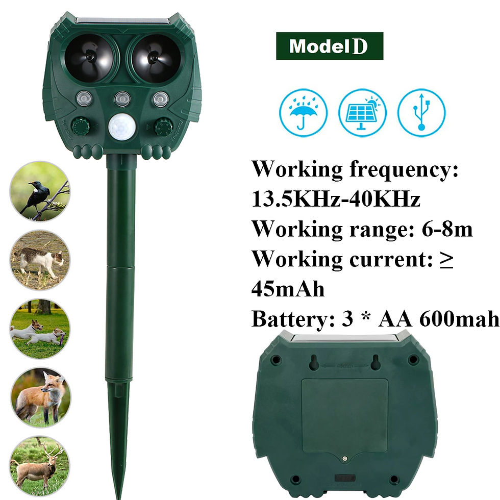 Thumbnail: SolarPowered AnimalRepeller Dog/Cat/Bird Repeller scare Animals Sonar Repellent.