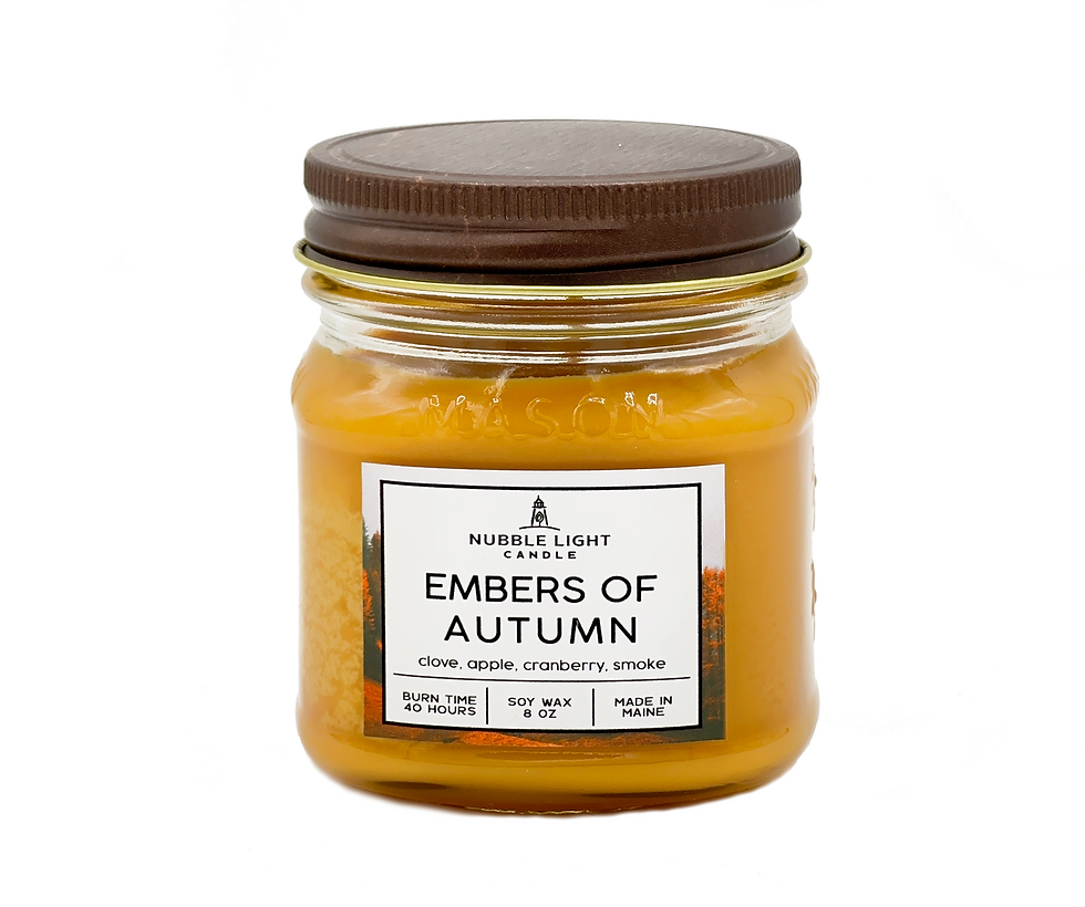 An 8oz. Embers of Autumn Scented Soy Candle from Nubble Light Candle