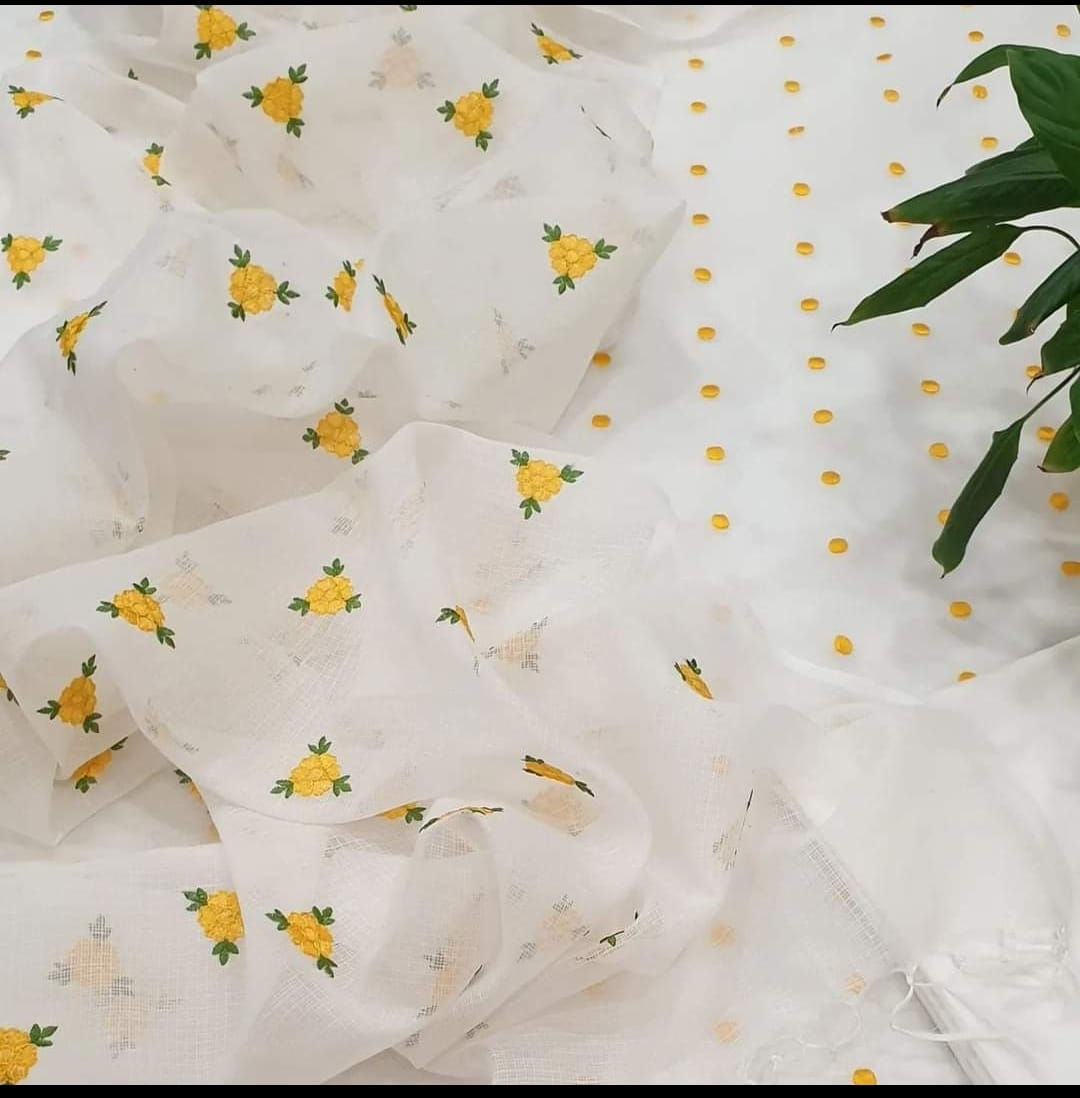 White Kota Dress Material