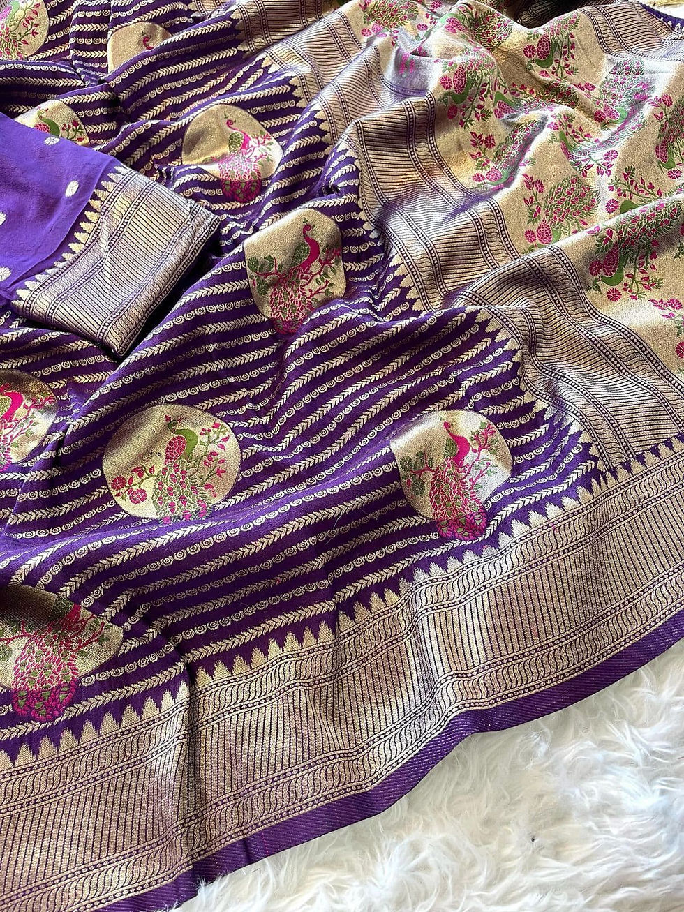 Violet georgette silk saree