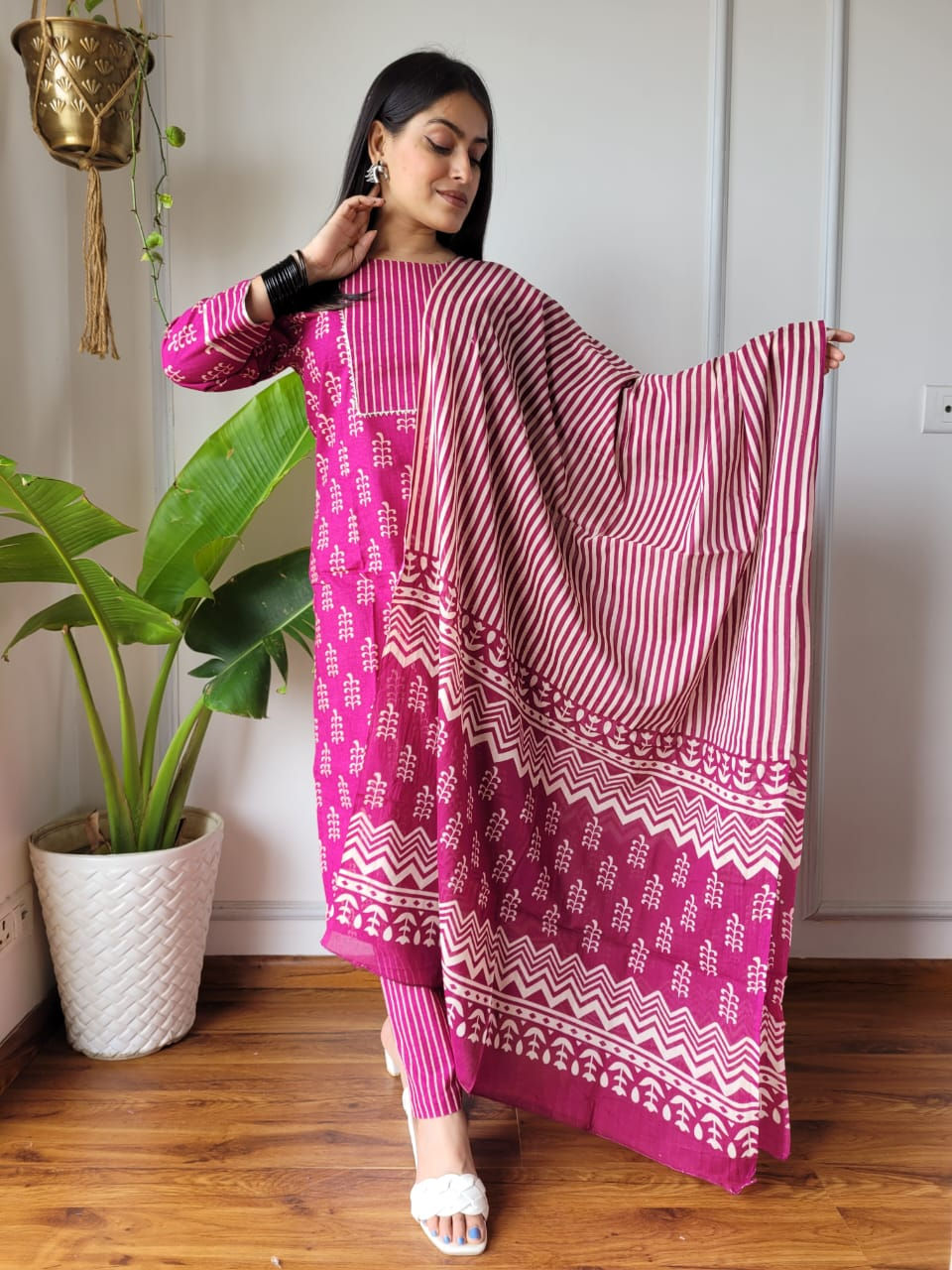 Hand Block Printed 3-Piece Stitched Cotton Suits
