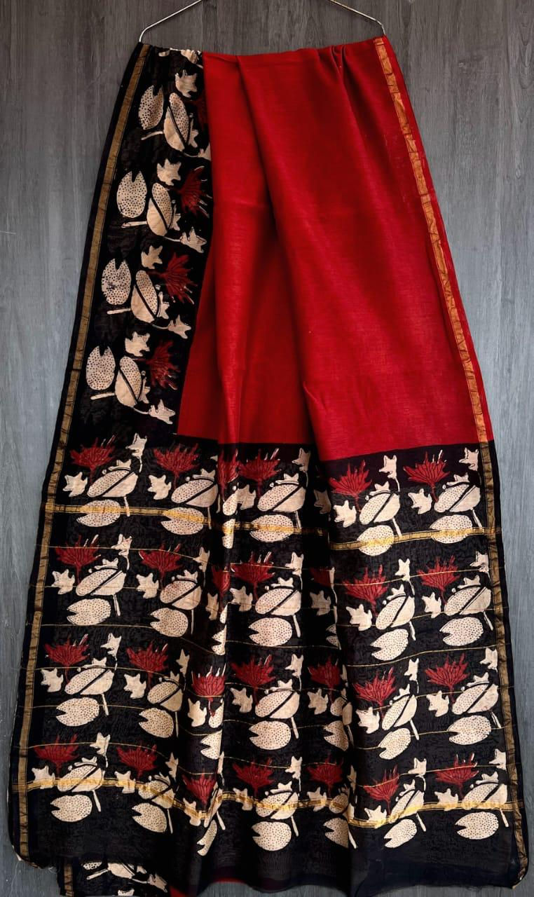 Printed Chanderi Silk Saree with Blouse
