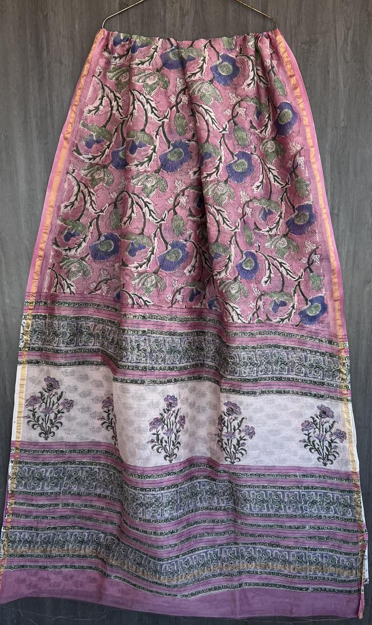 Printed Chanderi Silk Saree with Blouse