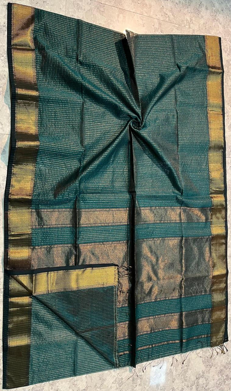 Green Maheshwari silk saree