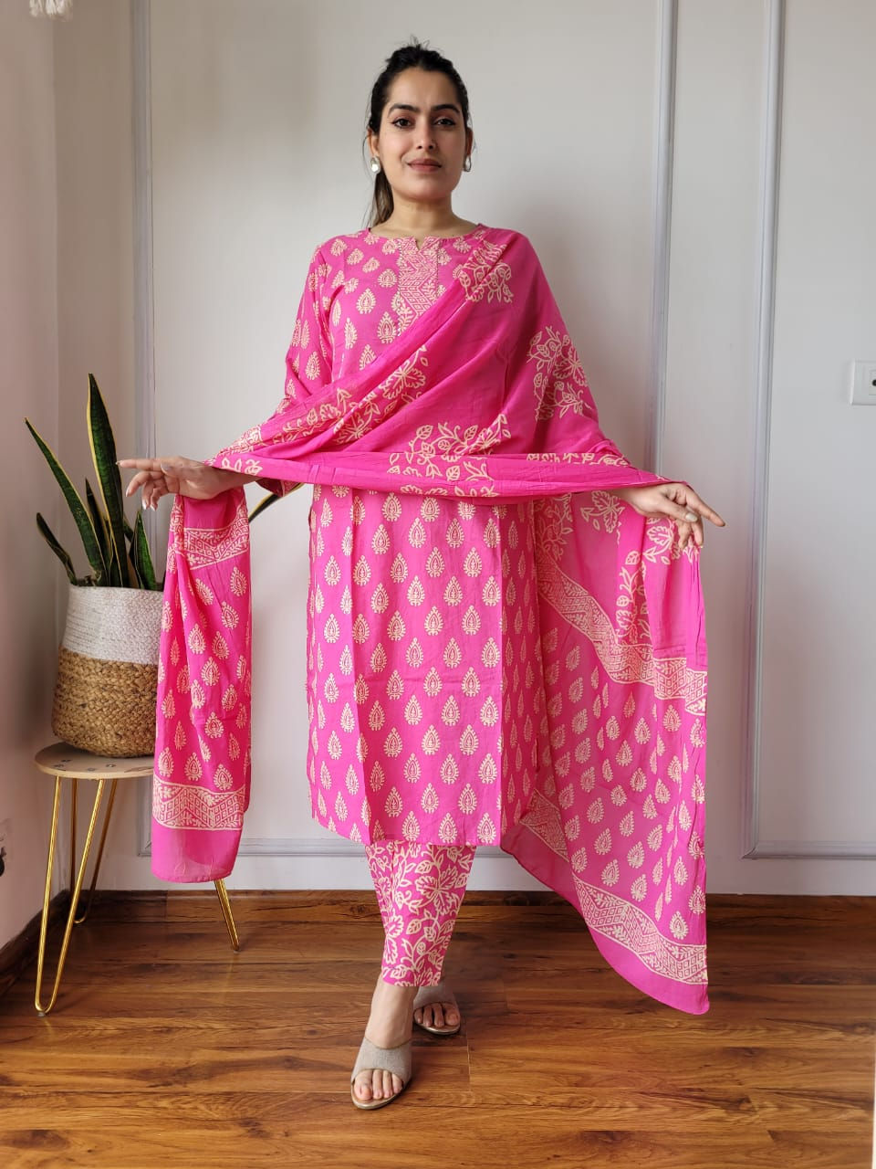 Hand Block Printed 3-Piece Stitched Cotton Suits