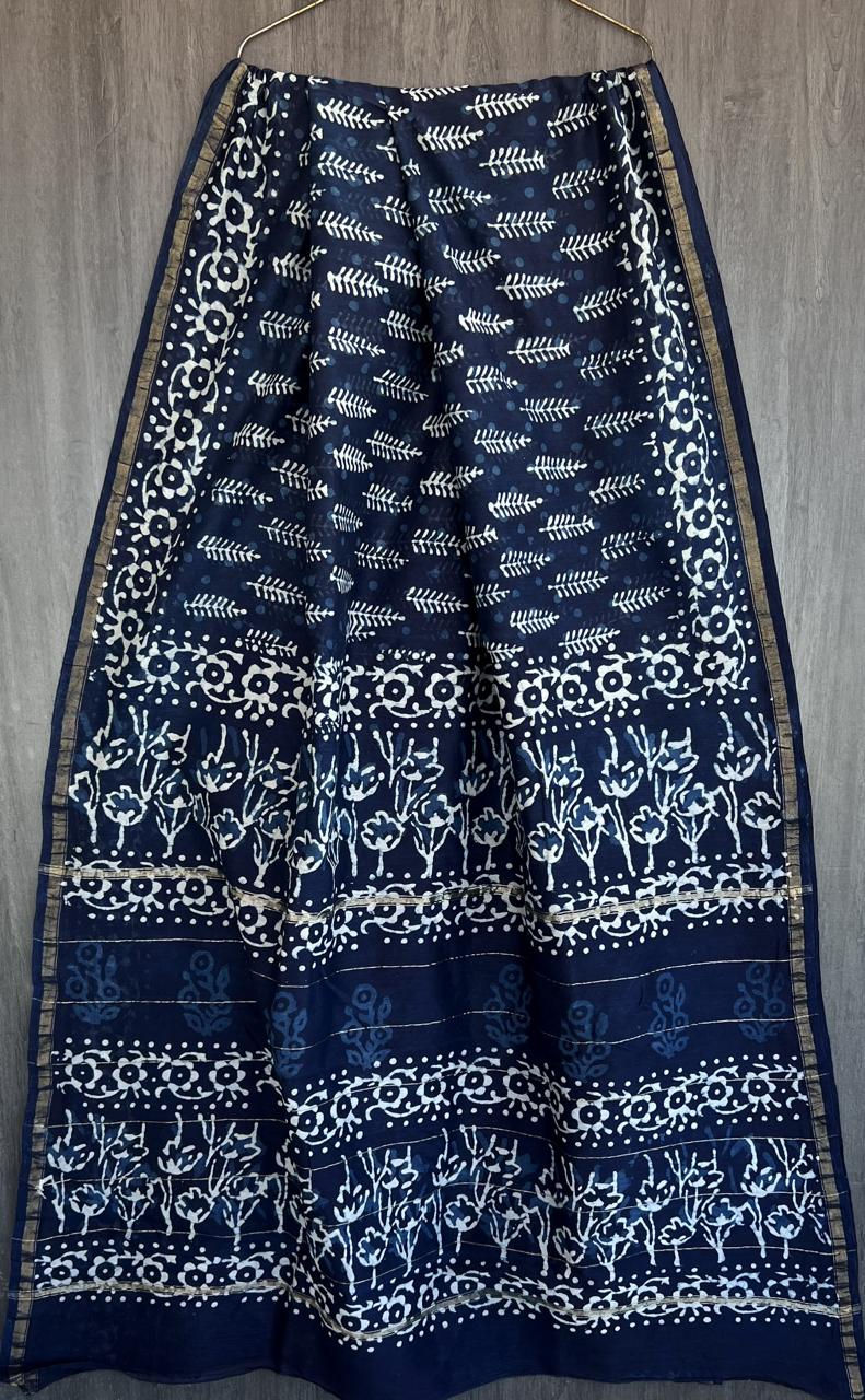 Printed Chanderi Silk Saree with Blouse