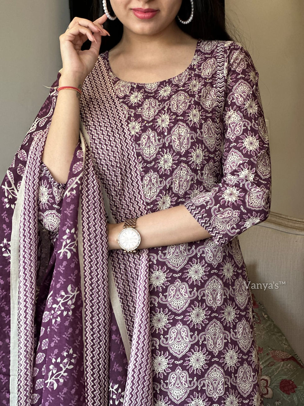 Ajrak 3-Piece Cotton Stitched Suit