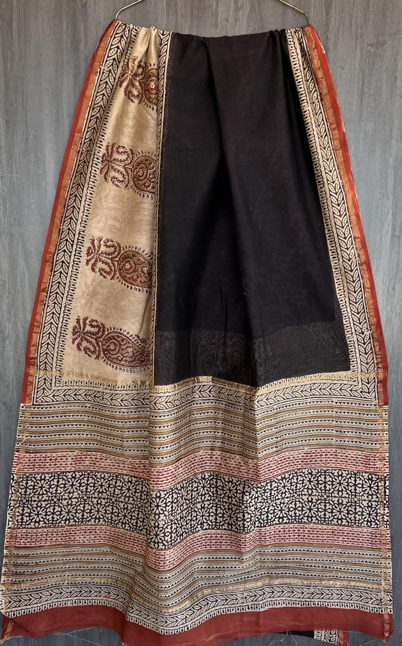 Printed Chanderi Silk Saree with Blouse