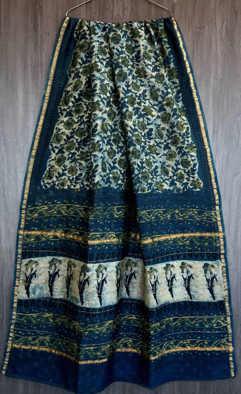 Printed Chanderi Silk Saree with Blouse
