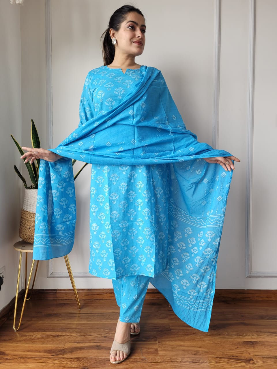 Hand Block Printed 3-Piece Stitched Cotton Suits
