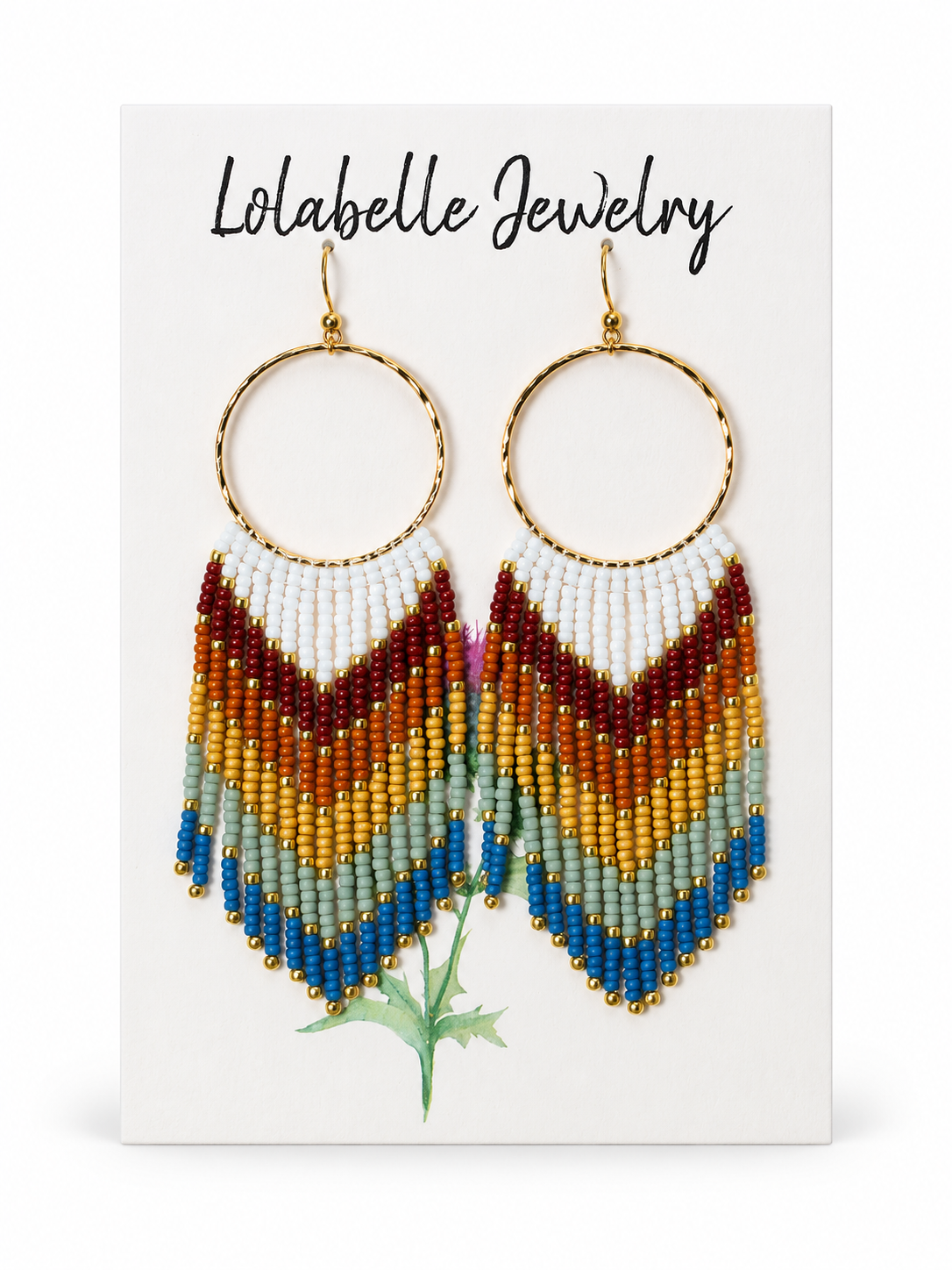 Muted Boho Rainbow Colored Long Fringe Earrings