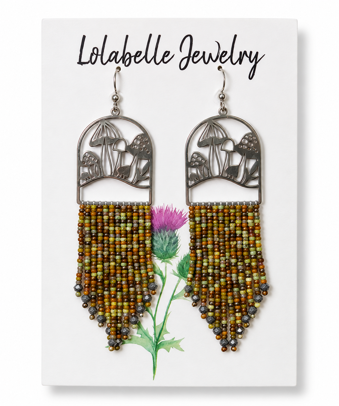 Mushroom Forest Fringe Earrings