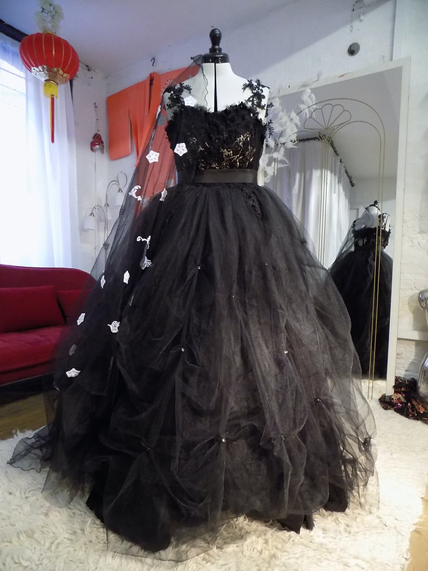 Bespoke black wedding dress