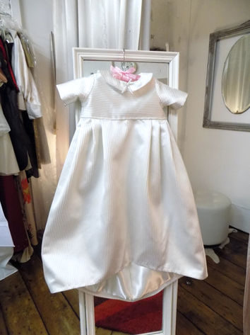 Victoria's upcycled christening gown made out of her mum's wedding dress.