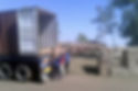 Container shipment of relief goods for disaster-stricken area.