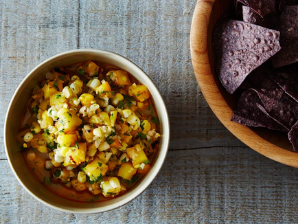 Grilled Corn, Pineapple & Peach Salsa