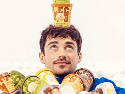 Charles Leclerc Promotes the Low-Calorie Ice Cream Brand, LEC, on the Frozen Aisle