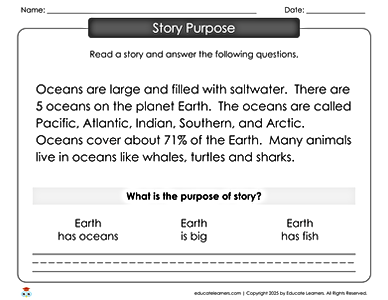 Main Idea, Story Purpose, Oceans