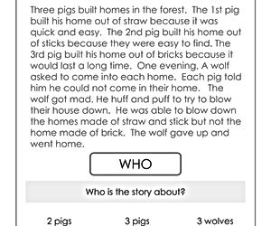 WH Questions, Who, What, Where, Why How, When, Handwriting, 3 Little Pigs