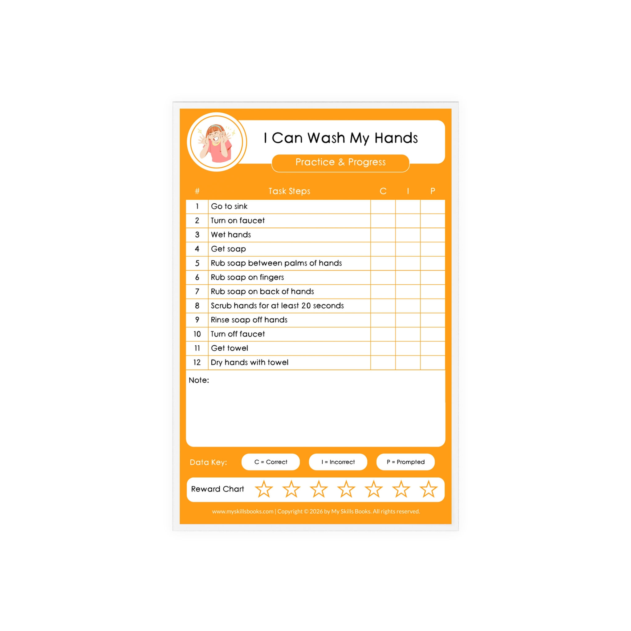 Washing Hands Task Analysis Progress Chart - Writable & Reusable Acrylic Board