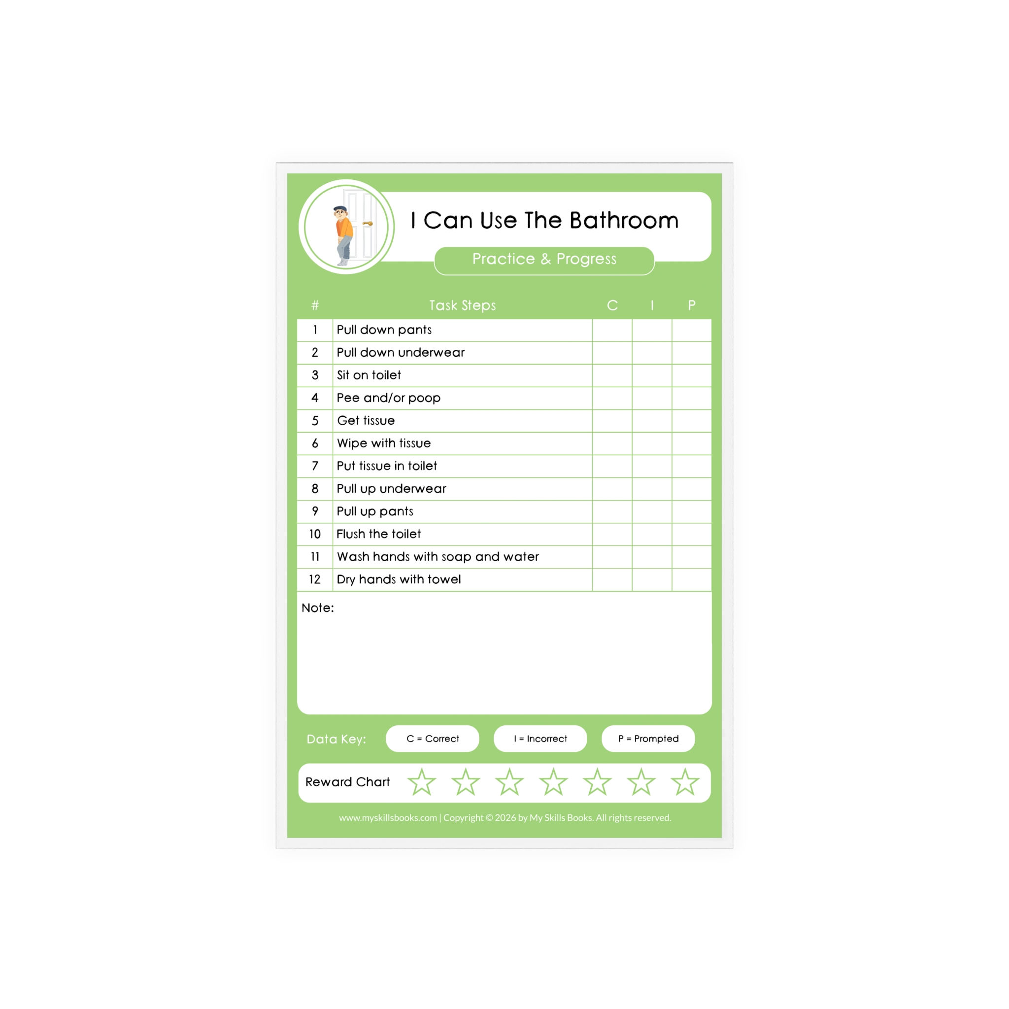 Toileting Task Analysis Progress Chart - Writable & Reusable Acrylic Board