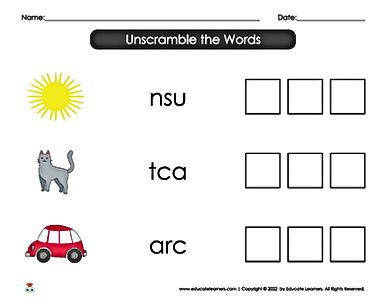 Sight Words, Object Identification, Unscramble Words