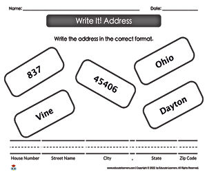 Personal Information, Writing, Address