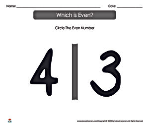 Number Identification, Even Numbers