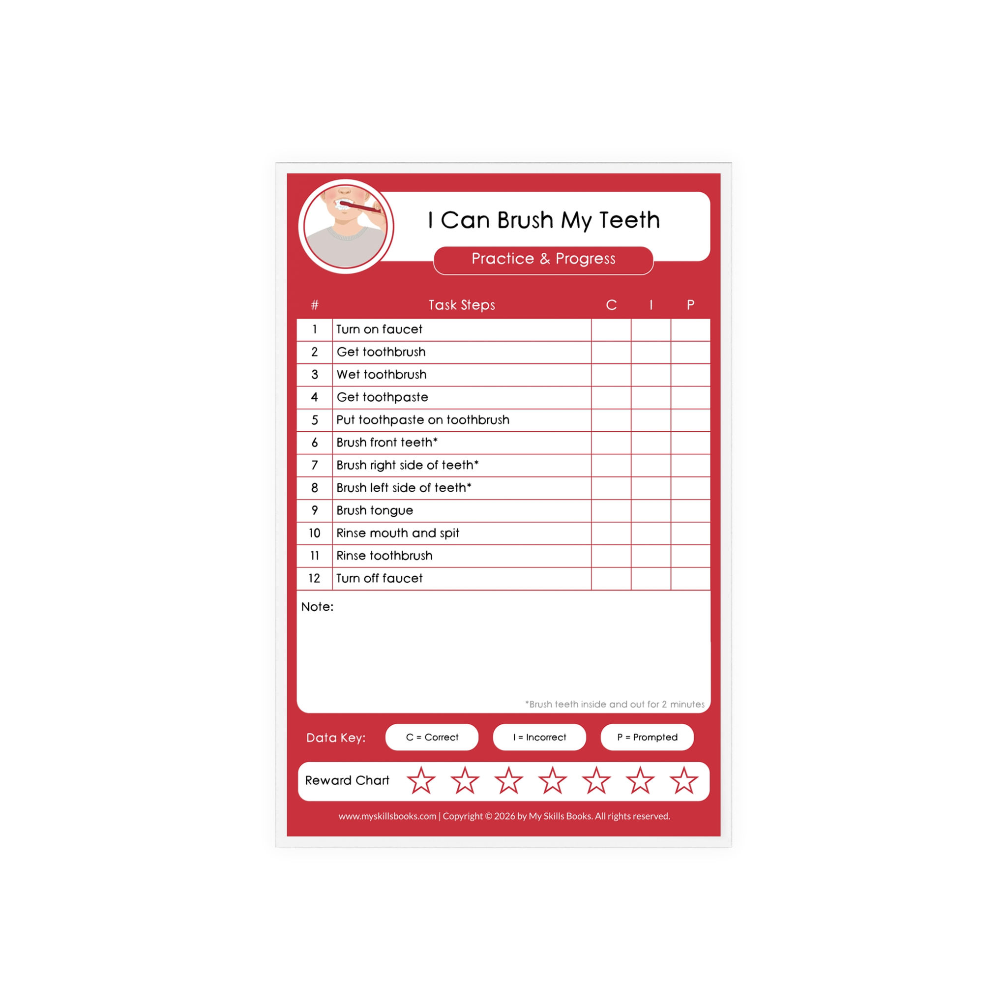 Brushing Teeth Task Analysis Progress Chart - Writable & Reusable Acrylic Board