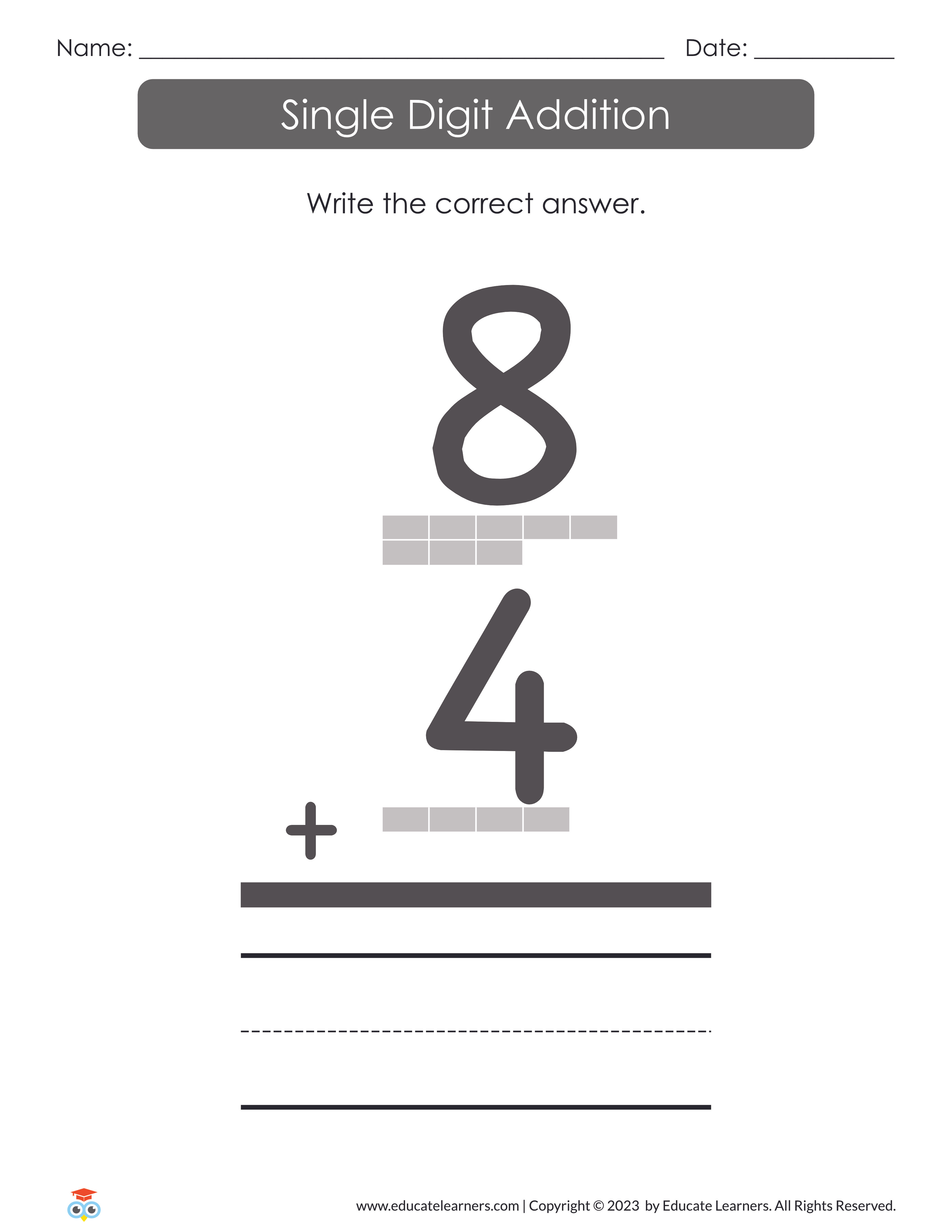 Single Digit Square Single Digit Addition EL 281