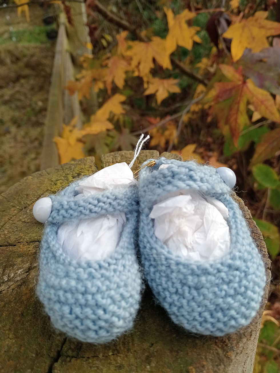 Thumbnail: New born booties - 100 % wool