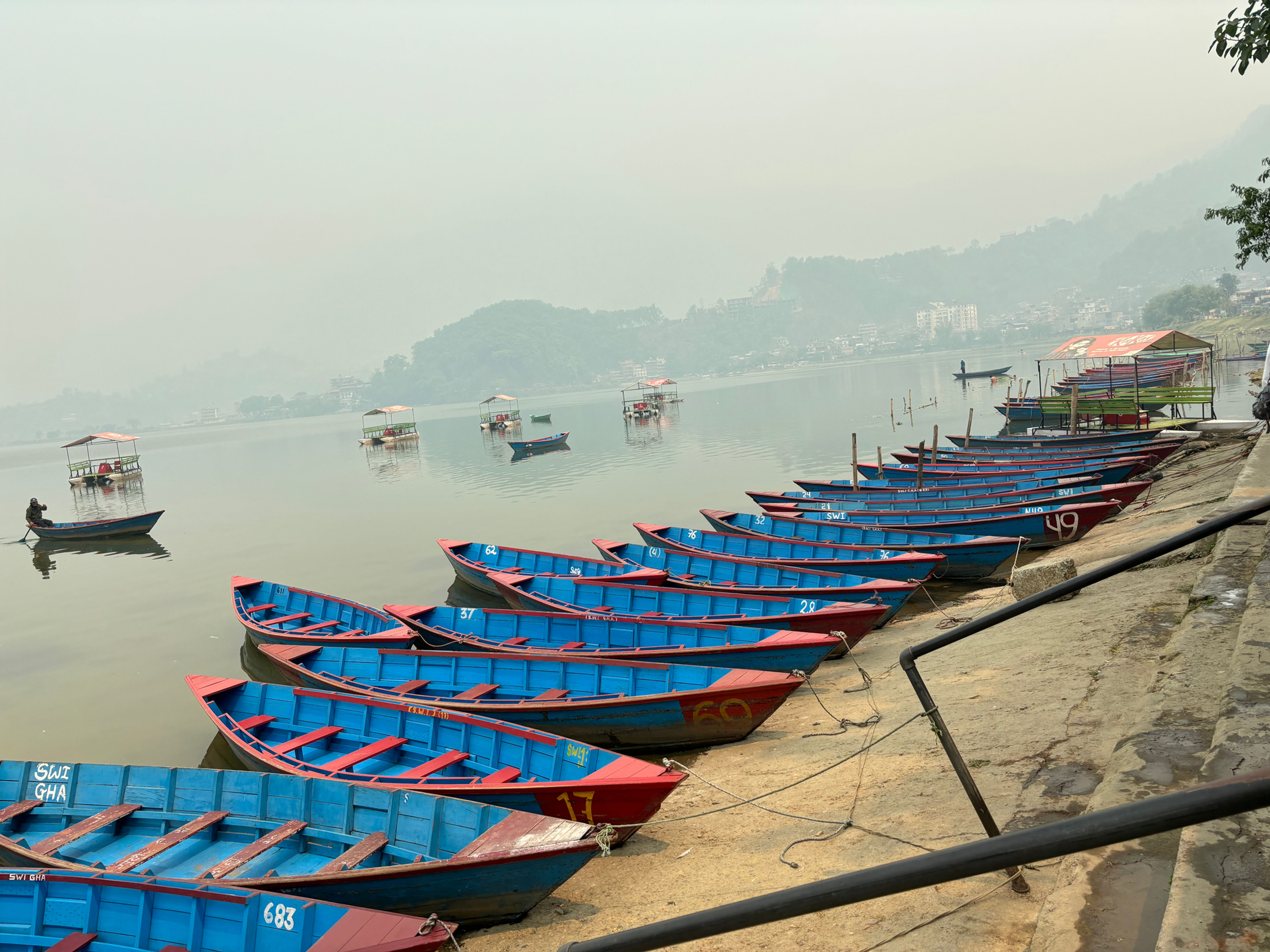 Boats on Pokhara lakeside