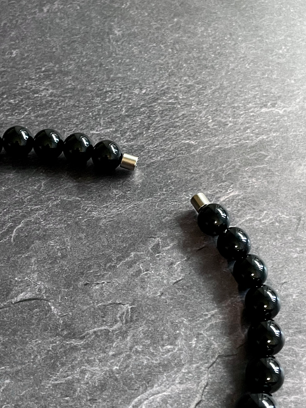 サムネイル： 【カスタムオーダー品】梵字3面彫刻 天然石ネックレス オニキス