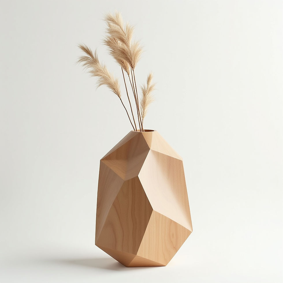 Geometric Wood Vase
