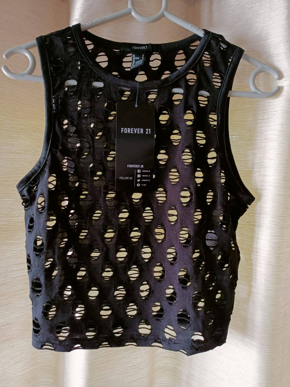 New Mesh Black Crop Top