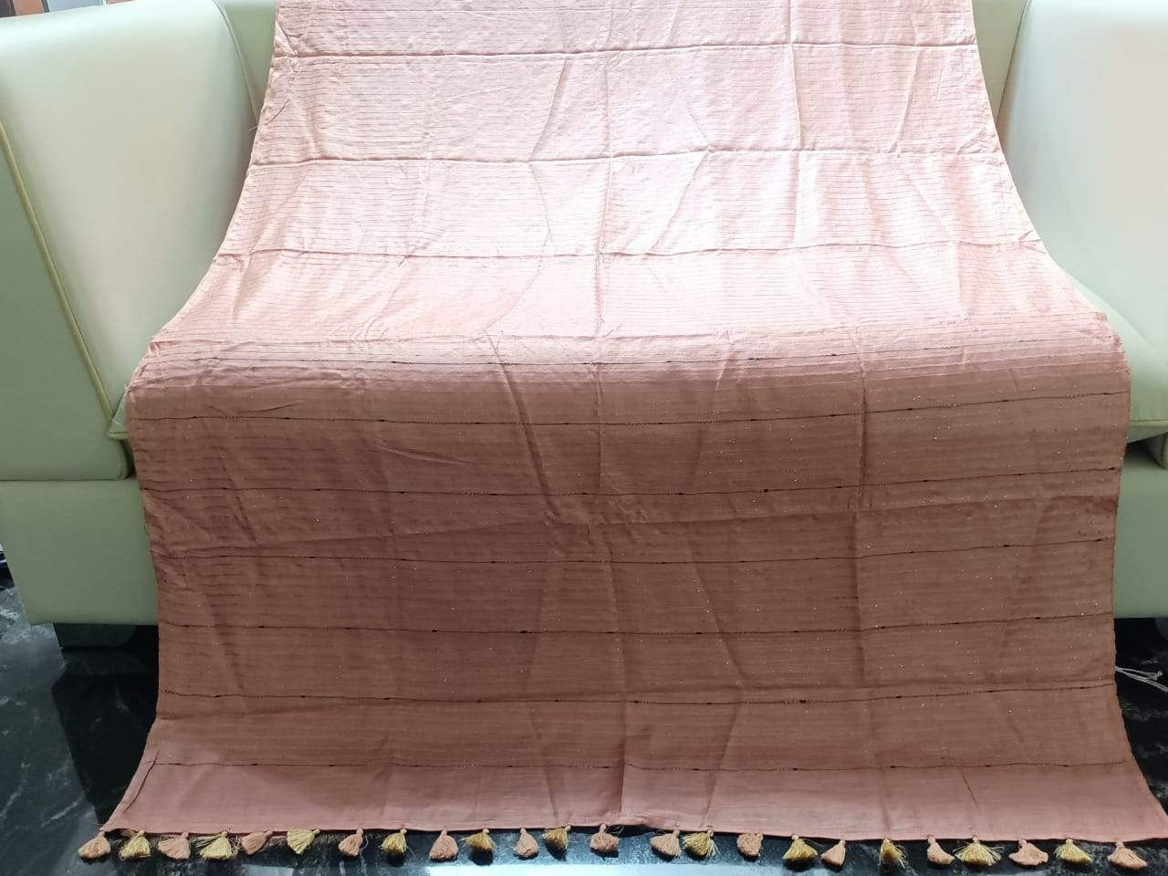 Fawn color Tussar silk saree 