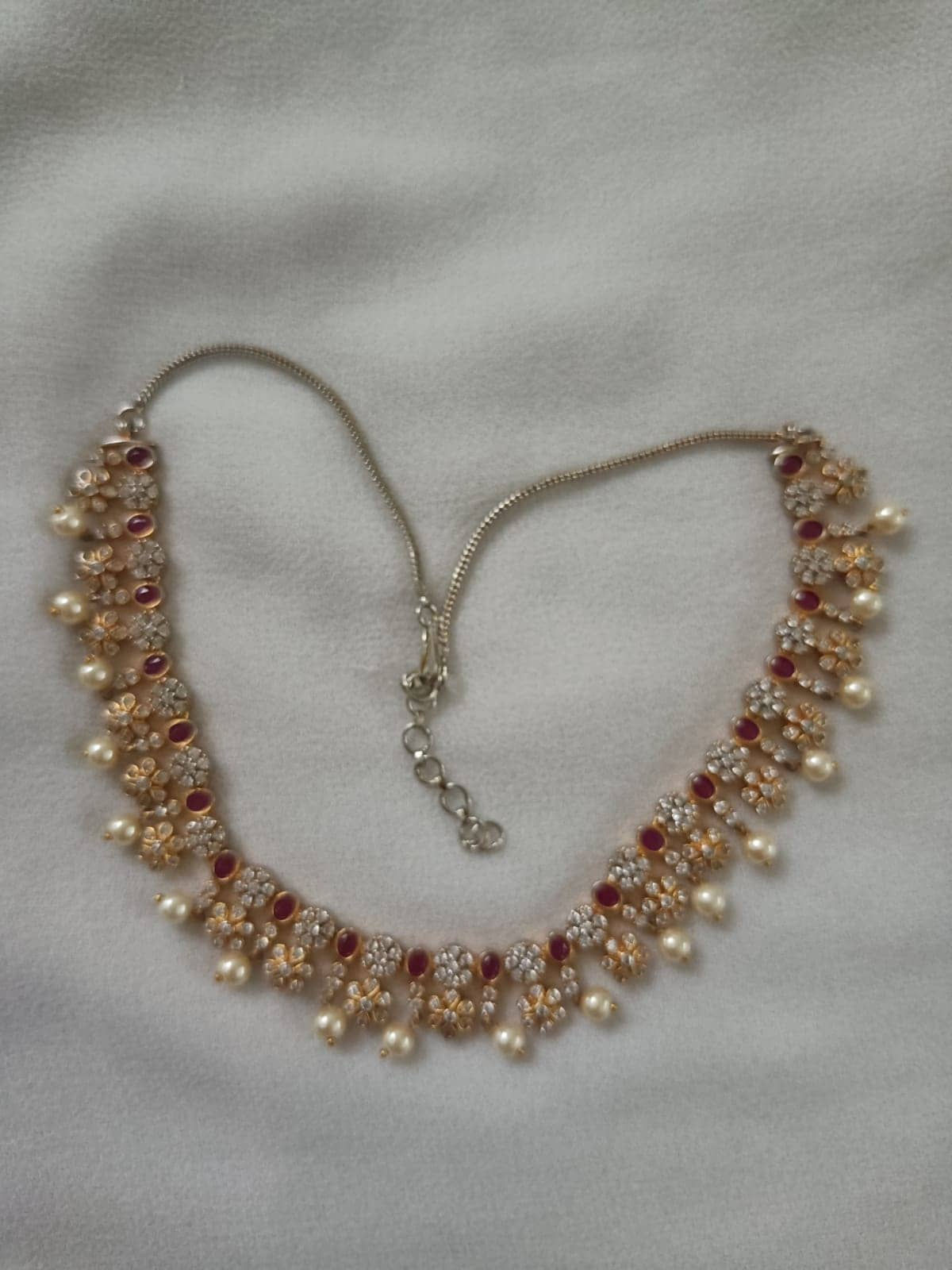 Cubic zircona and perl  Necklace from Kushals