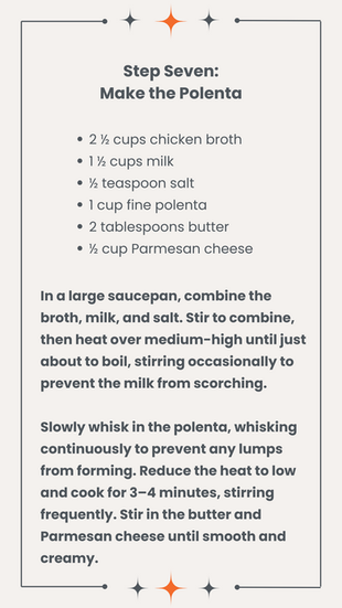 Step 7- make the polenta recipe card