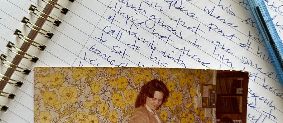 A personal journal entry from a spiritual writing session with my late mother, with a photo of us holding hands when I was a child—capturing connection across time.