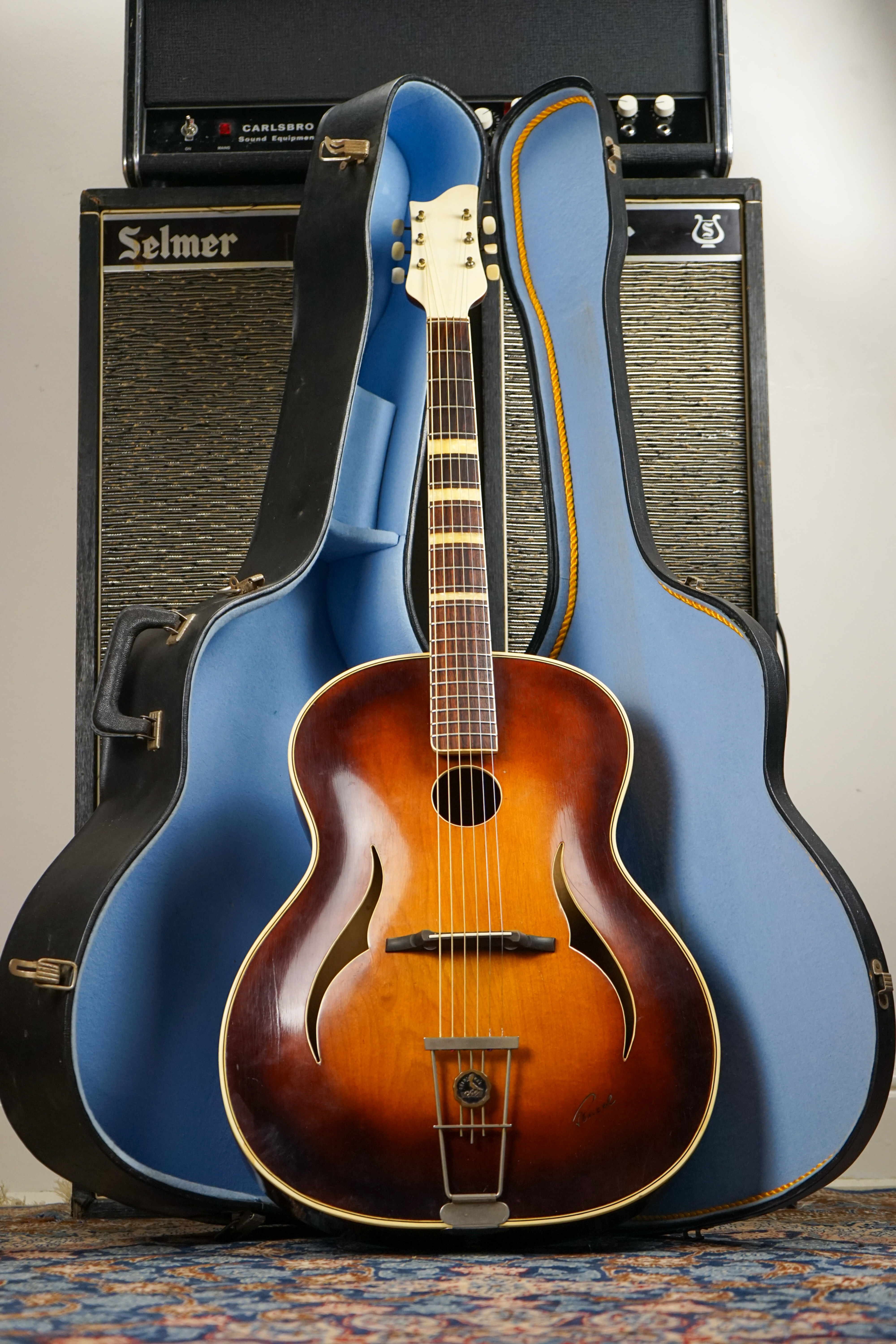 1950s Penzel (West Germany) Archtop Jazz Guitar - Cats Eye w/ Original Hard Case