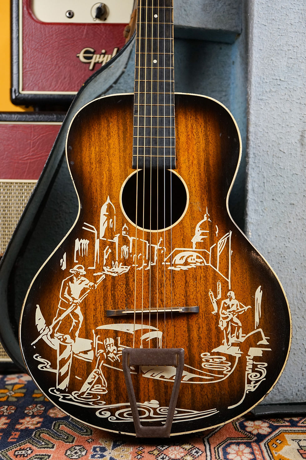Thumbnail: 1942-48 Harmony USA Stencil Parlour - Sunburst with Original Case