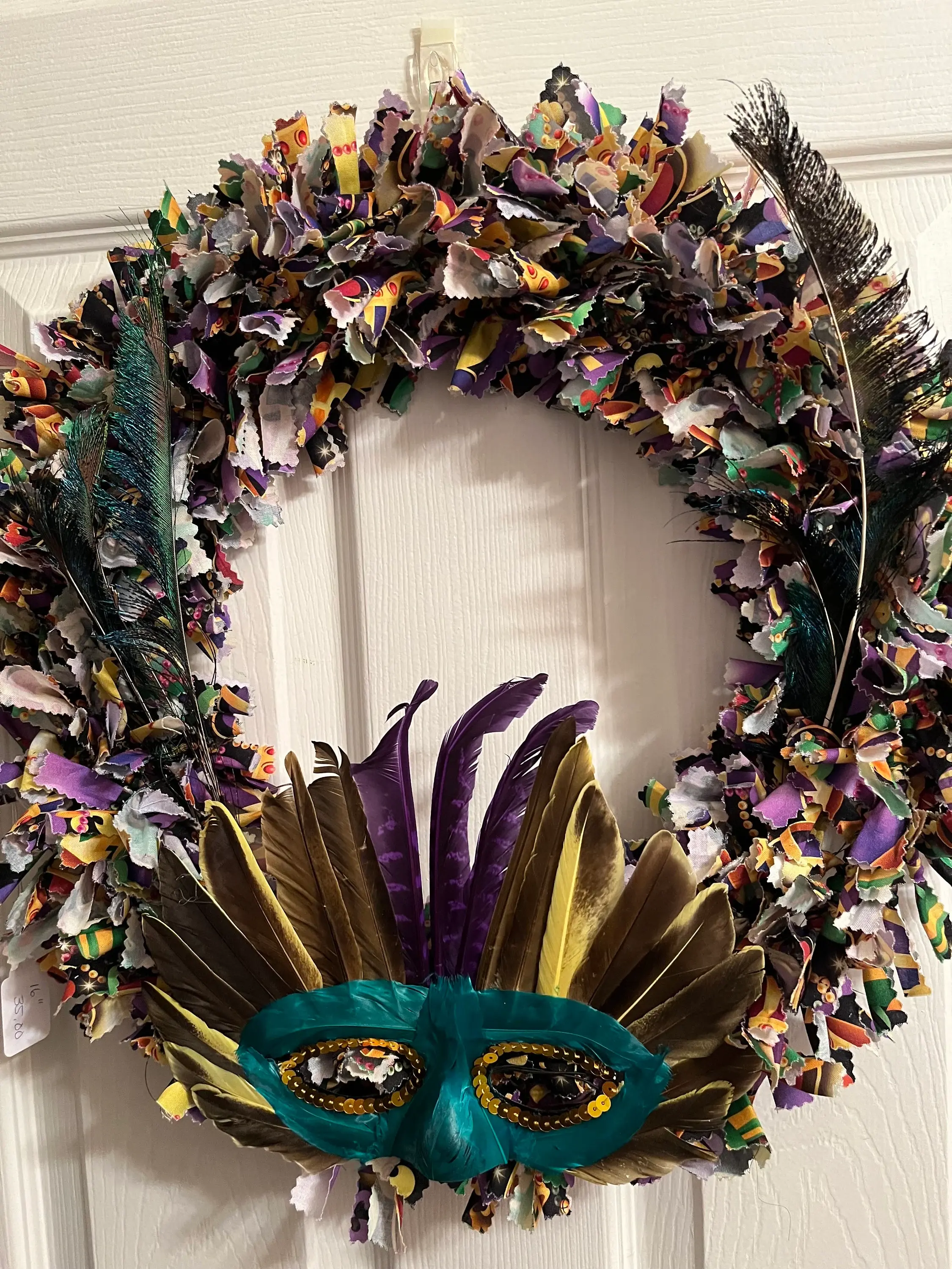 Mardi Gras Party 16" Rag Wreath